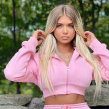 Load image into Gallery viewer, “Expensive “Pink cropped hoodie set
