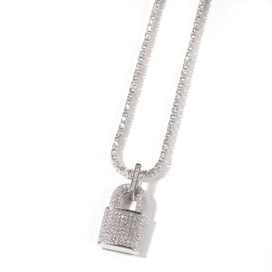 Locked down crystal tennis necklace