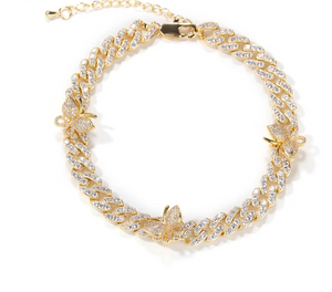 Cuban link Gold butterfly anklet