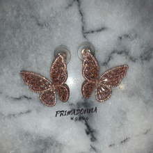 Load image into Gallery viewer, Pink crystal butterfly earrings
