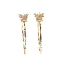Load image into Gallery viewer, Gold tone Dainty Butterfly Hoops

