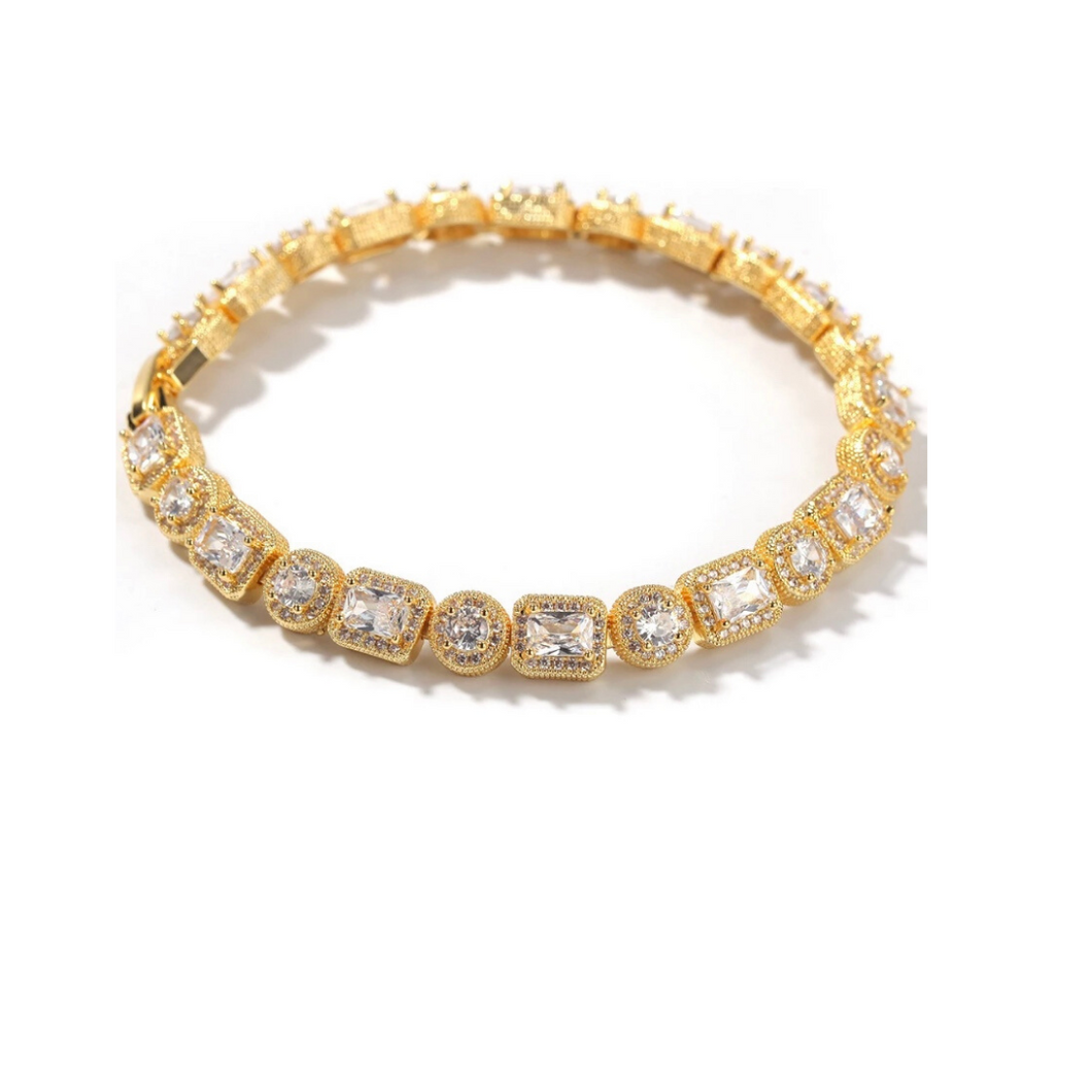 Crystal Gold tone Gemstone Bracelet